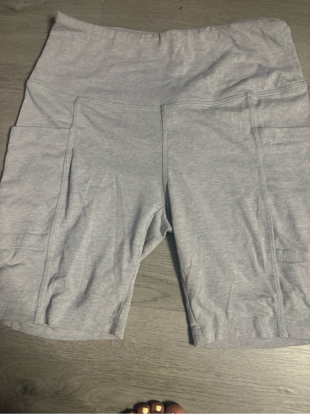 Hippie Rose Light Gray High-Waist Athletic Bike Shorts